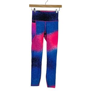 Under Armour High Rise Galaxy Print Compression Ankle Legging Pink Blue Size XS